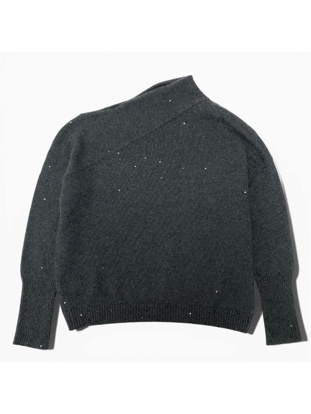 Brunello Cucinelli Sequin Design Cashmere Silk Knit Sweater XXS Gray Top